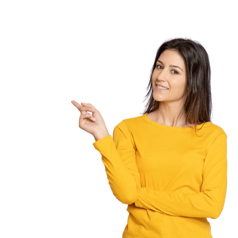 Girl Pointing towards information